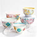 10-Piece Melamine Mixing Bowl Set, 5 Nesting Bowls With Matching Snap-On Storage Lids