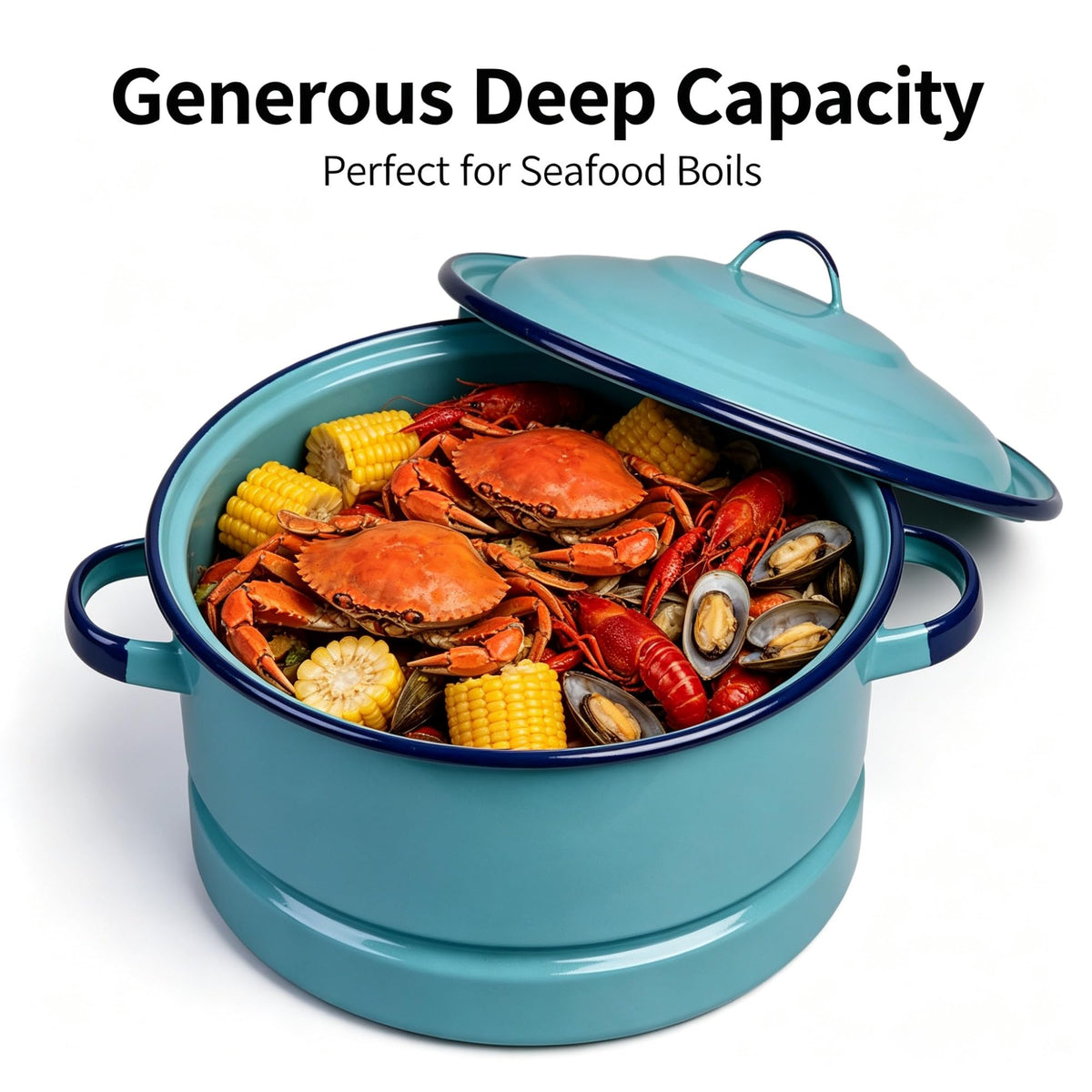15 Quart Turquoise Blue Enamel on Steel Stockpot with Lid and Steaming Trivet product image