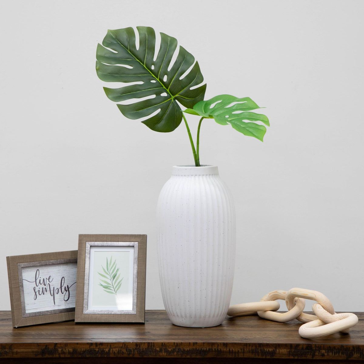 Speckled Ribbed Ceramic Vase, 16 In, White - product image 5