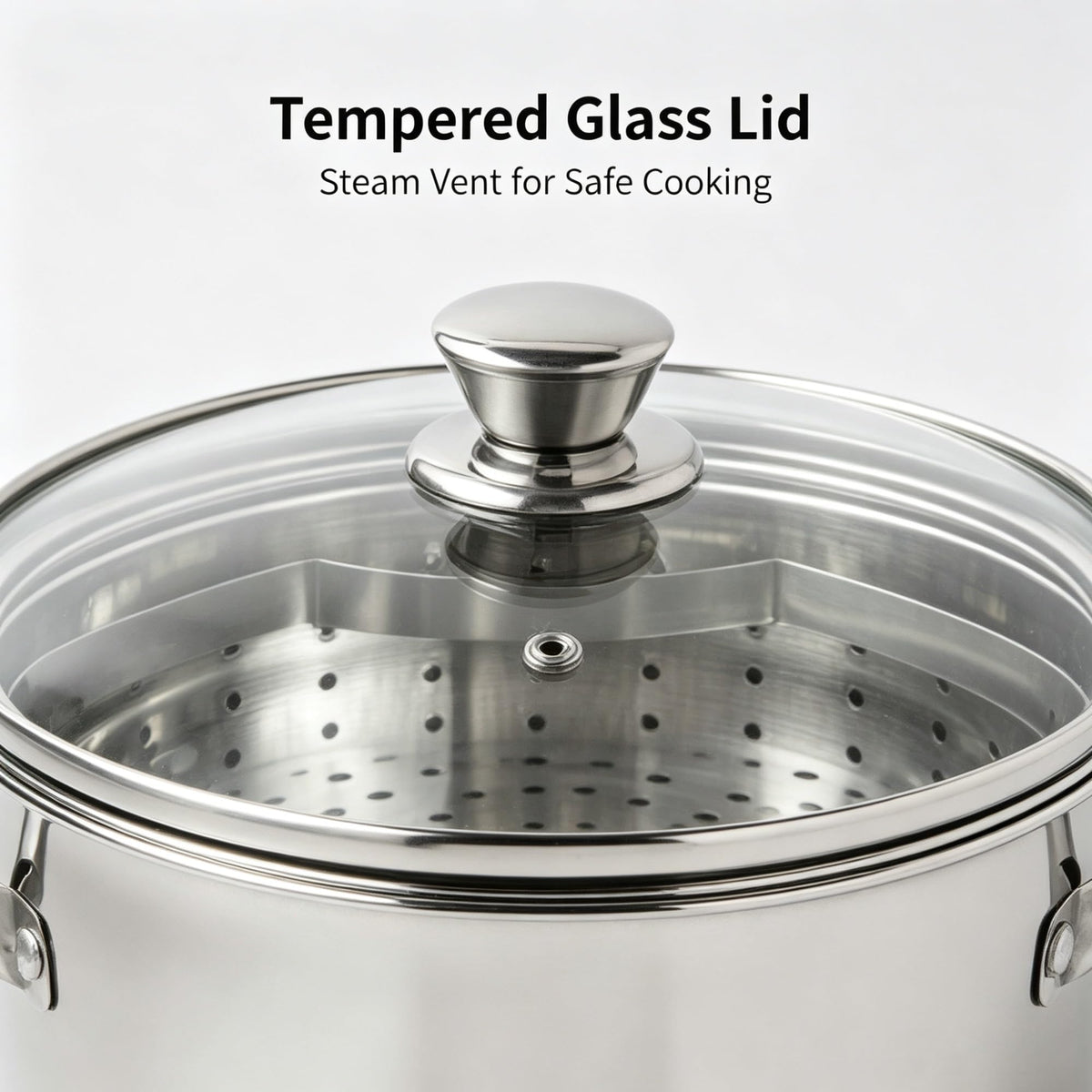 4 Quart Stainless Steel Steamer Pot With Shatter Resistant Glass Lid & Mesh Basket, Tri-Ply Base Induction Compatible Cookware For Vegetables Pasta Seafood product image