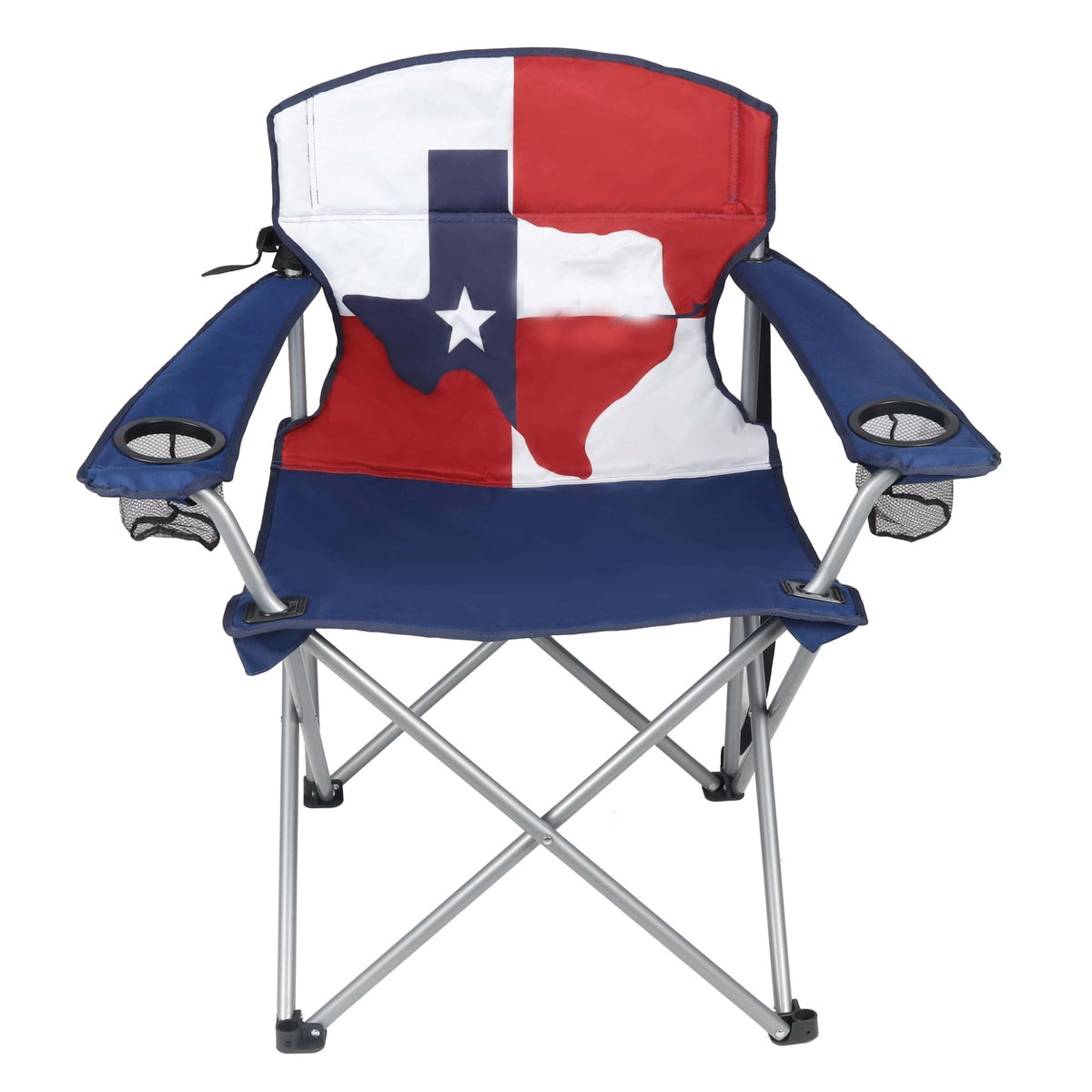Oversized Heavy-Duty Folding Quad Camping Chair, Extra Wide Padded Seat Outdoor With 600 LBS Weight Capacity, Built-in Cup Holders And Carry Bag
