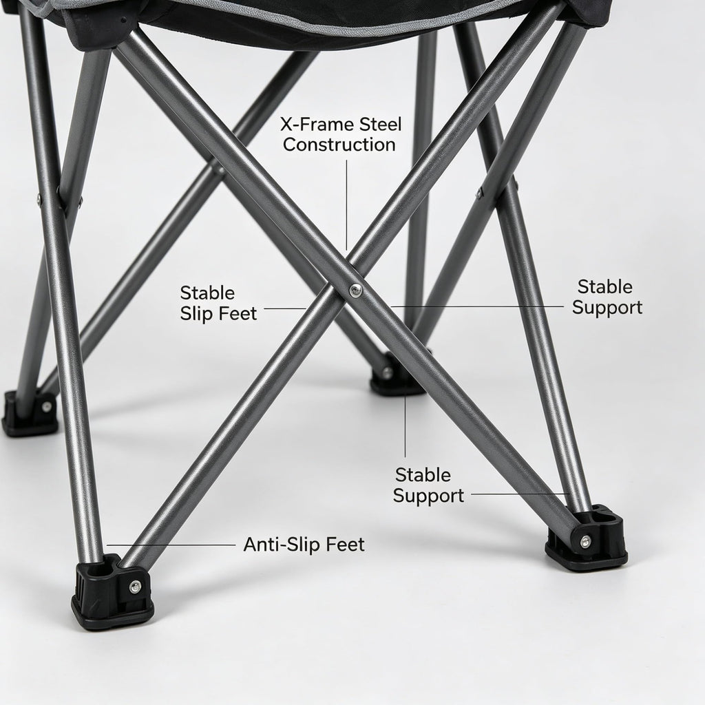 Green Oversized Folding Quad Camping Chair With High Back & Cup Holders, Heavy-Duty Outdoor Seat With Carry Bag And Umbrella Holder For Gatherings product image
