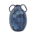 9" Blue Ceramic Vase With Handles(BlueAbstractRound6"x6"x9")