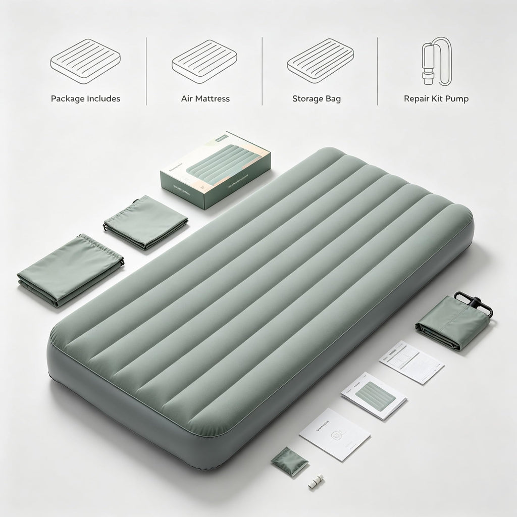 Queen Size 10 Inch Inflatable Air Mattress With Built-in Electric Pump, Velvet Flocked Top Bed, Foldable Portable For Indoor Guest Room Travel Camping product image