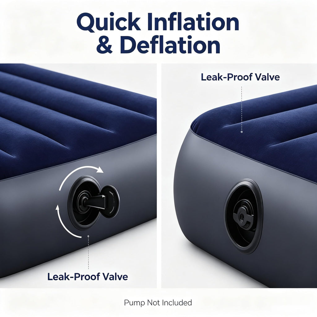 10 Inch Twin Inflatable Air Mattress, Polyester Beam Bed With Velvet Flocked Top, Wide 2-in-1 Valve, Pump Not Included, Foldable Portable For Indoor Guest Room Camping Travel product image