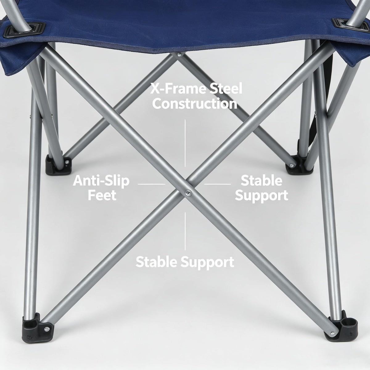 Oversized Heavy-Duty Folding Quad Camping Chair, Extra Wide Padded Seat Outdoor With 600 LBS Weight Capacity, Built-in Cup Holders And Carry Bag product image