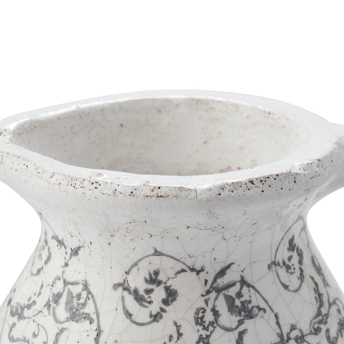 9 In Ivory Scroll Pattern Ceramic Pitcher Vase - product image 2