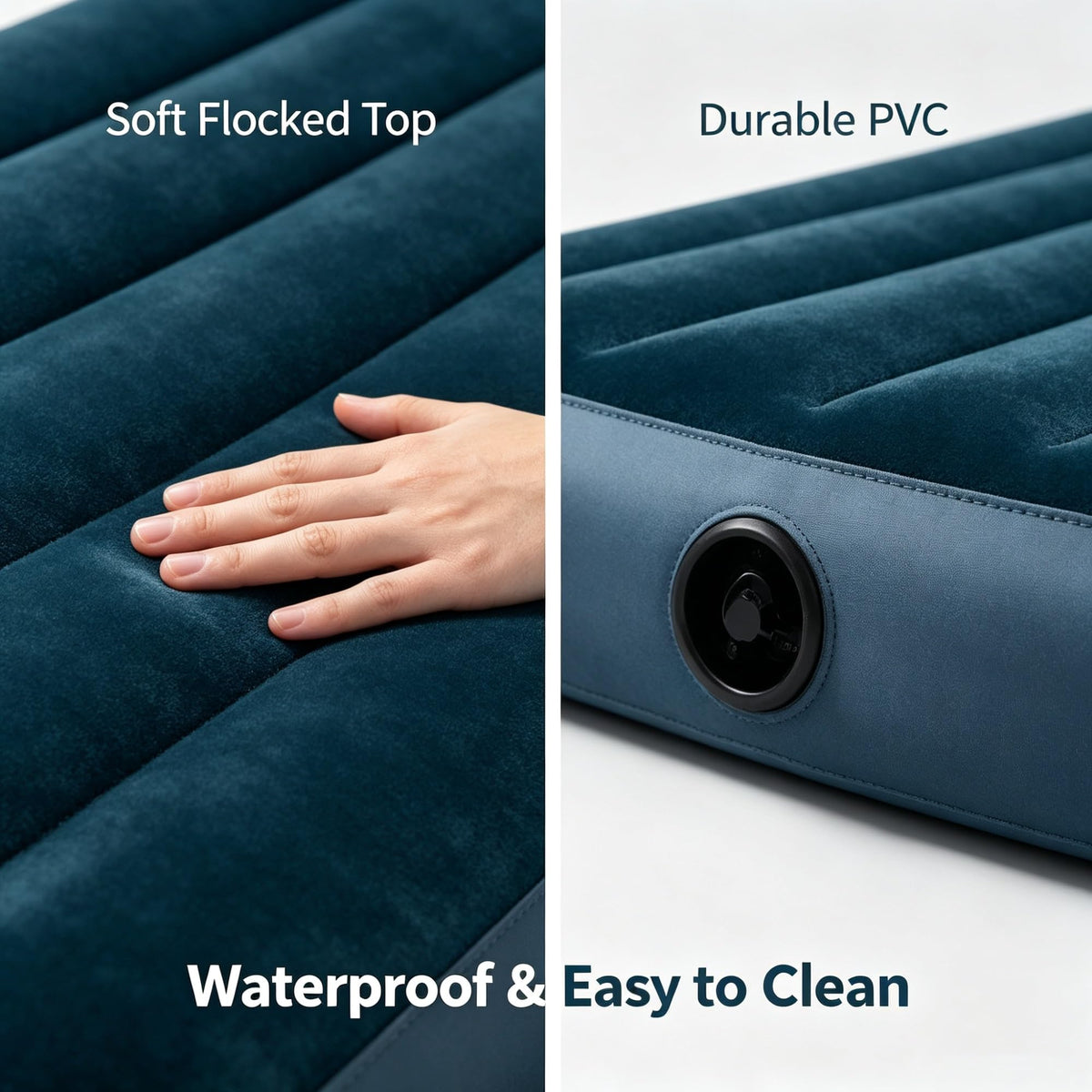 2 Pack Twin Size 10 Inch Inflatable Air Mattress, Flocked Top Vinyl Bed, 300 LBS Weight Capacity, 2-in-1 Valve, Pump Not Included For Indoor Outdoor Camping Guest Use product image