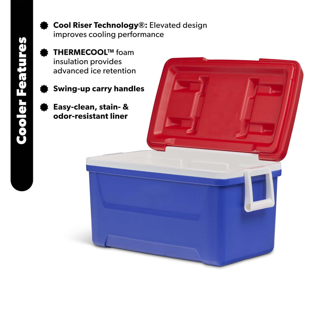 48QT Hard Sided Insulated Ice Chest Cooler Box, 45L Large Capacity Long Lasting Cooling With Stain Odor Resistant Liner For Camping Beach Picnic Tailgating Family Outdoor Gatherings product image