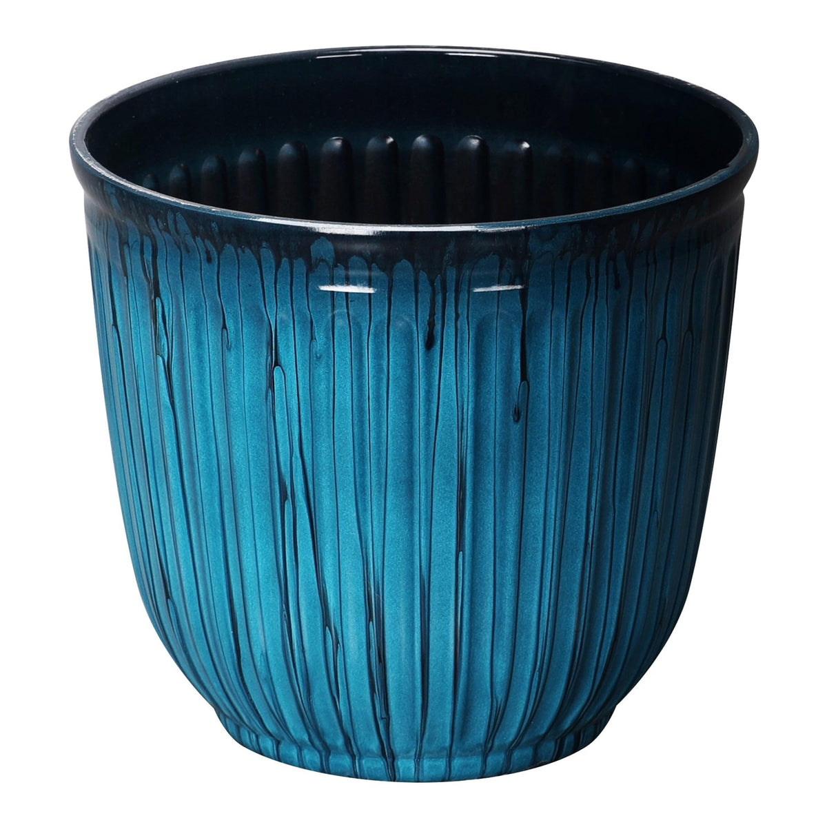 Recycled Polypropylene Resin Round Planter, Aqua, 10.7 In X 9. In