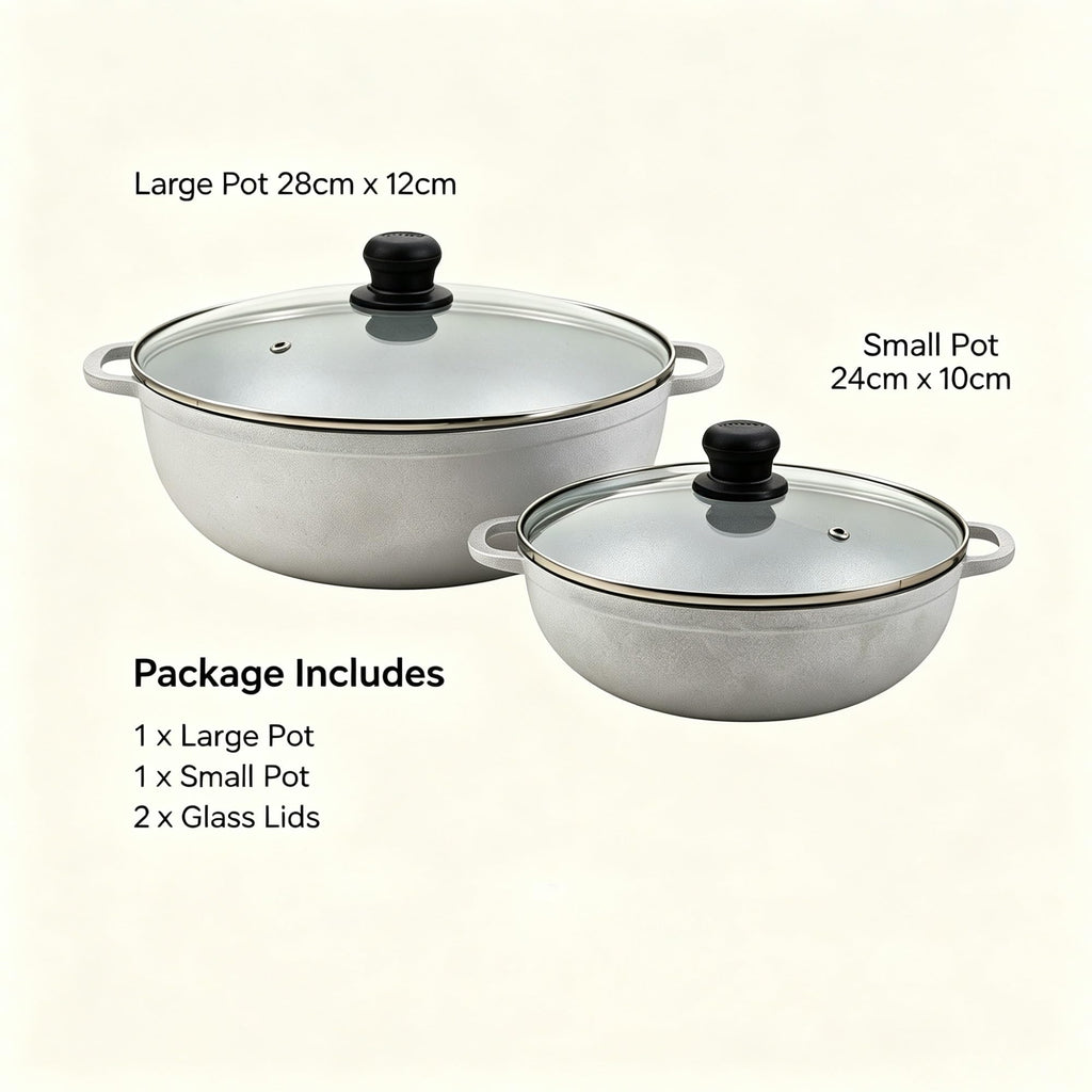 2.5/7QT Cast Aluminum Caldero 2-Piece Set With Glass Lid, 22/30CM Thickened Oven Safe Cooking Pot, Multipurpose Kitchen For Stewing, Braising, Soup And Sauce Making product image