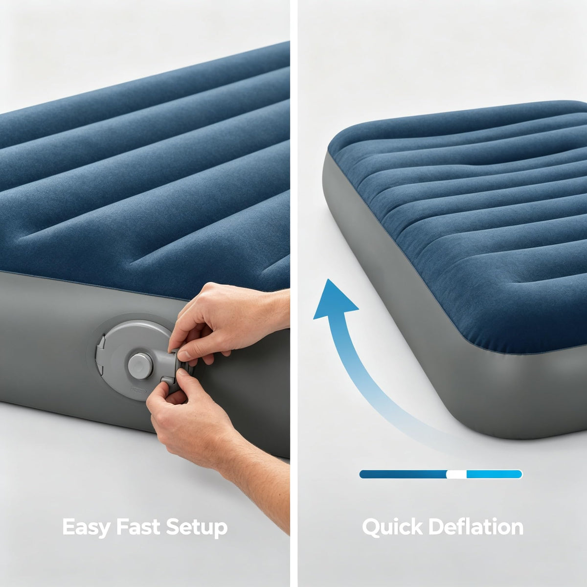 Twin Size Inflatable Air Mattress With Rechargeable Removable Pump, Fiber-Tech Plush Surface Indoor Outdoor Portable Bed With USB Charging Cable & Multi-Purpose Inflation Nozzles product image