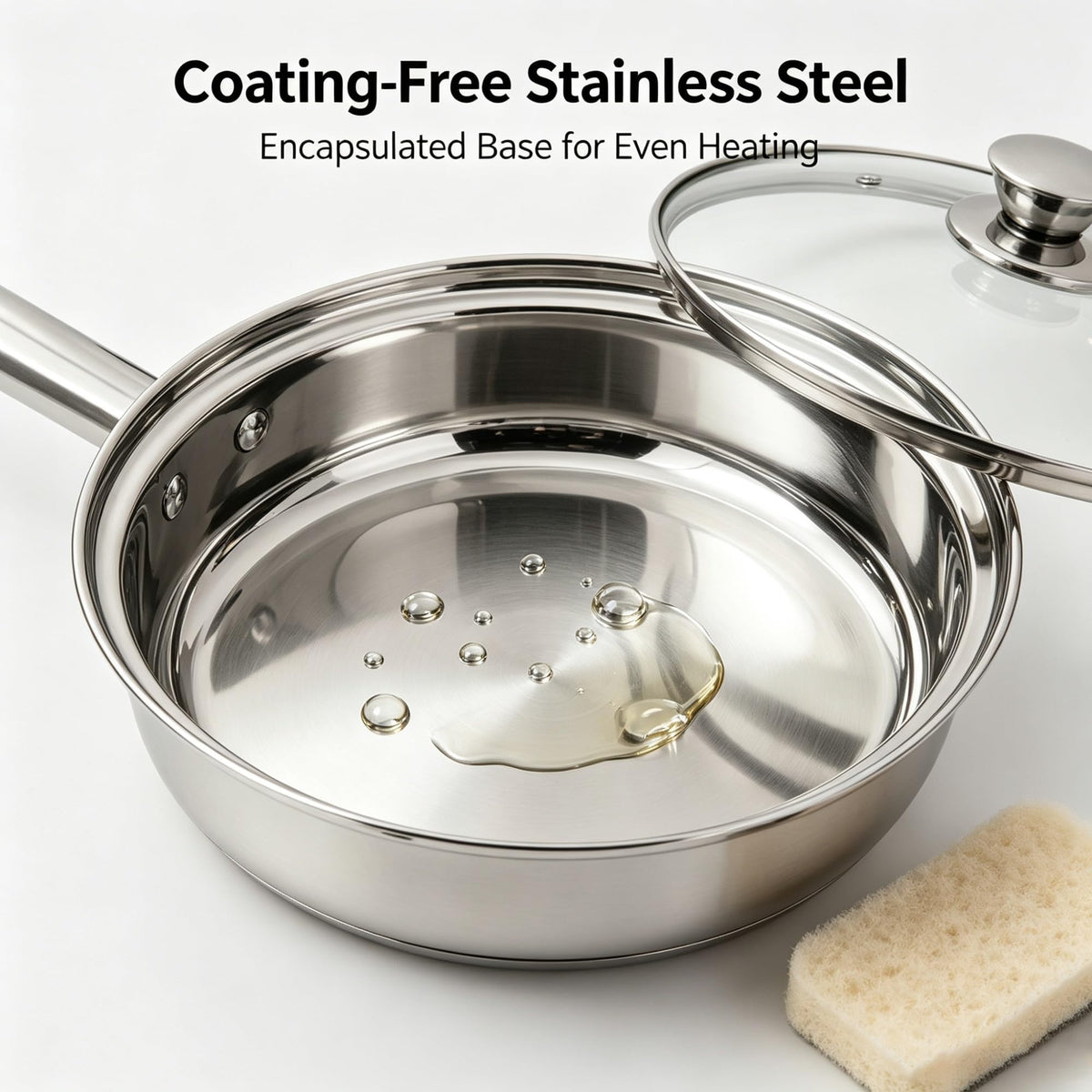 10 Piece Stainless Steel Cookware Set With Tri-Ply Base, Induction Compatible Pots Pans With Vented Glass Lids Cool Riveted Handles & Cooking Utensils, Dishwasher Safe Kitchen Kit product image