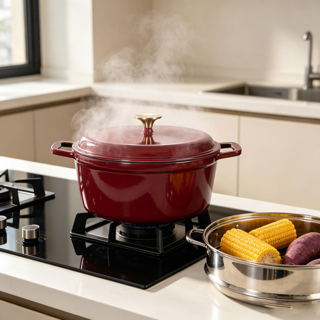 4.75 Quart Enameled Cast Iron Dutch Oven, Merlot Red product image