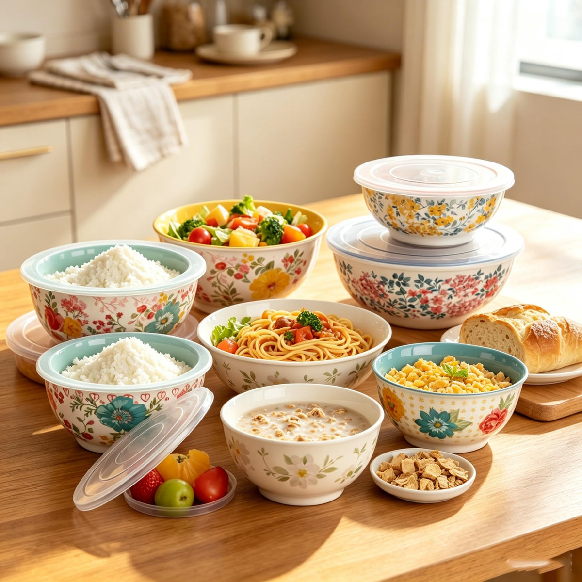 10-Piece Melamine Mixing Bowl Set, 5 Nesting Bowls With Matching Snap-On Storage Lids product image