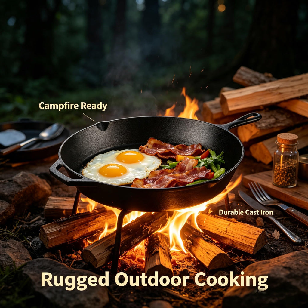 15 Inch Pre-Seasoned Cast Iron Skillet With Dual Handles, Large Cooking Pan With Pour Spouts For Stovetop, Grill And Campfire product image