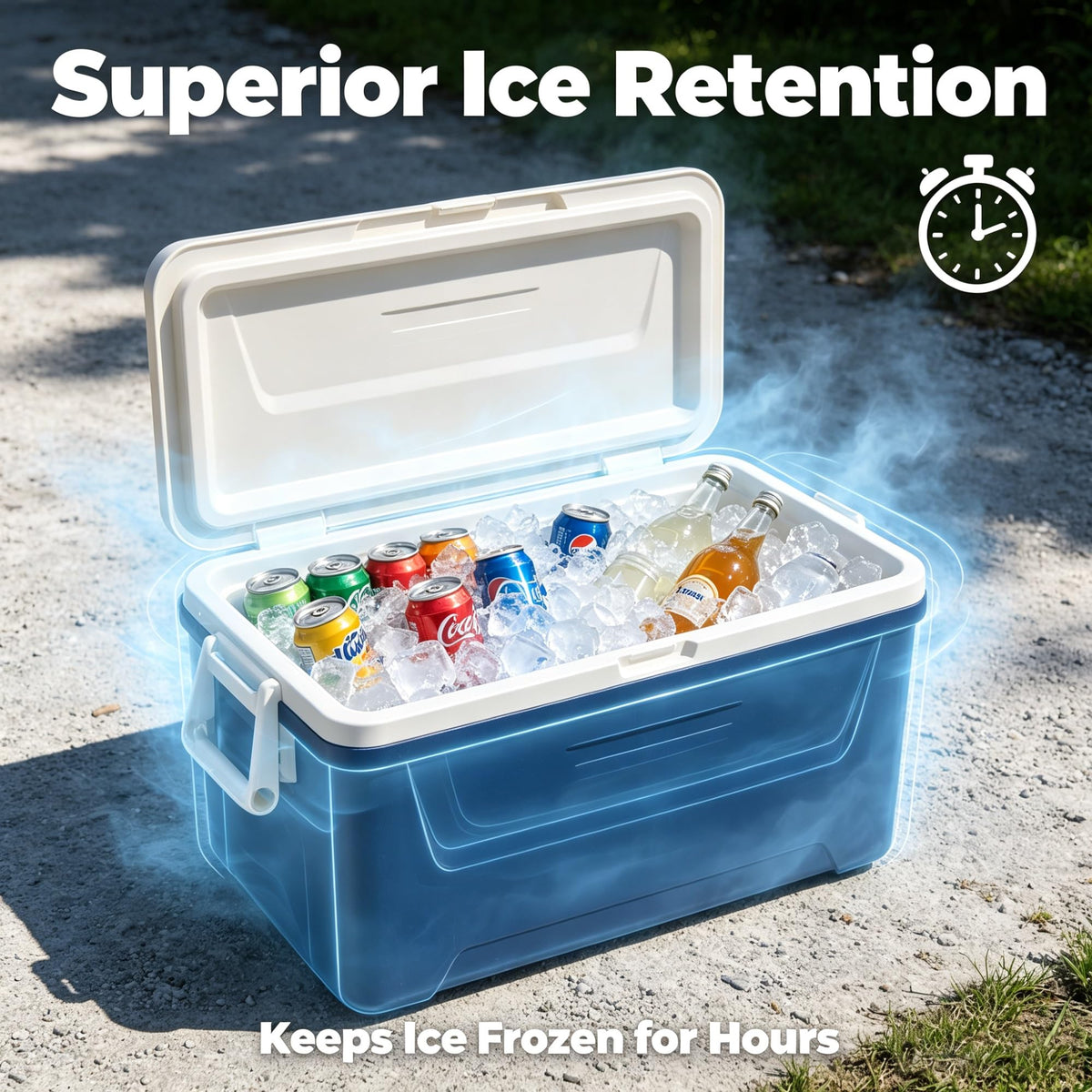 48QT Hard Sided Insulated Ice Chest Cooler Box, 45L Large Capacity Long Lasting Cooling Thermal With Stain Resistant Liner For Camping Beach Picnic Tailgating Family Outdoor Gatherings product image