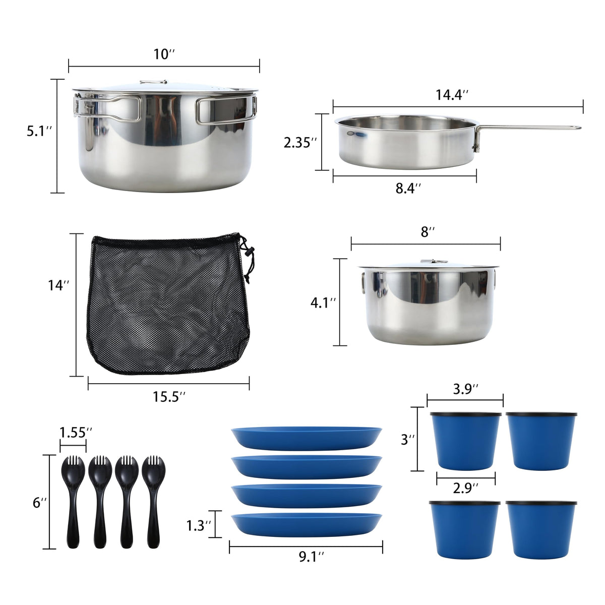 22-Piece Non-Stick Camping Mess Kit With Storage Mesh Bag, Lightweight Portable Outdoor Cookware Dinner Set For 4 Persons, Suitable For Hiking Picnic RV Travel product image
