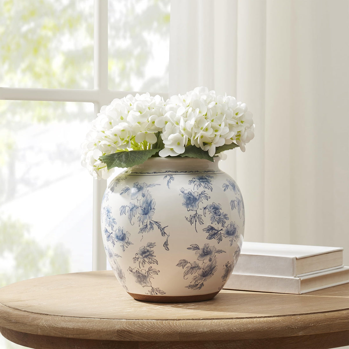 8 In Pink Floral Round Ceramic Vase(Blue) - product image 3