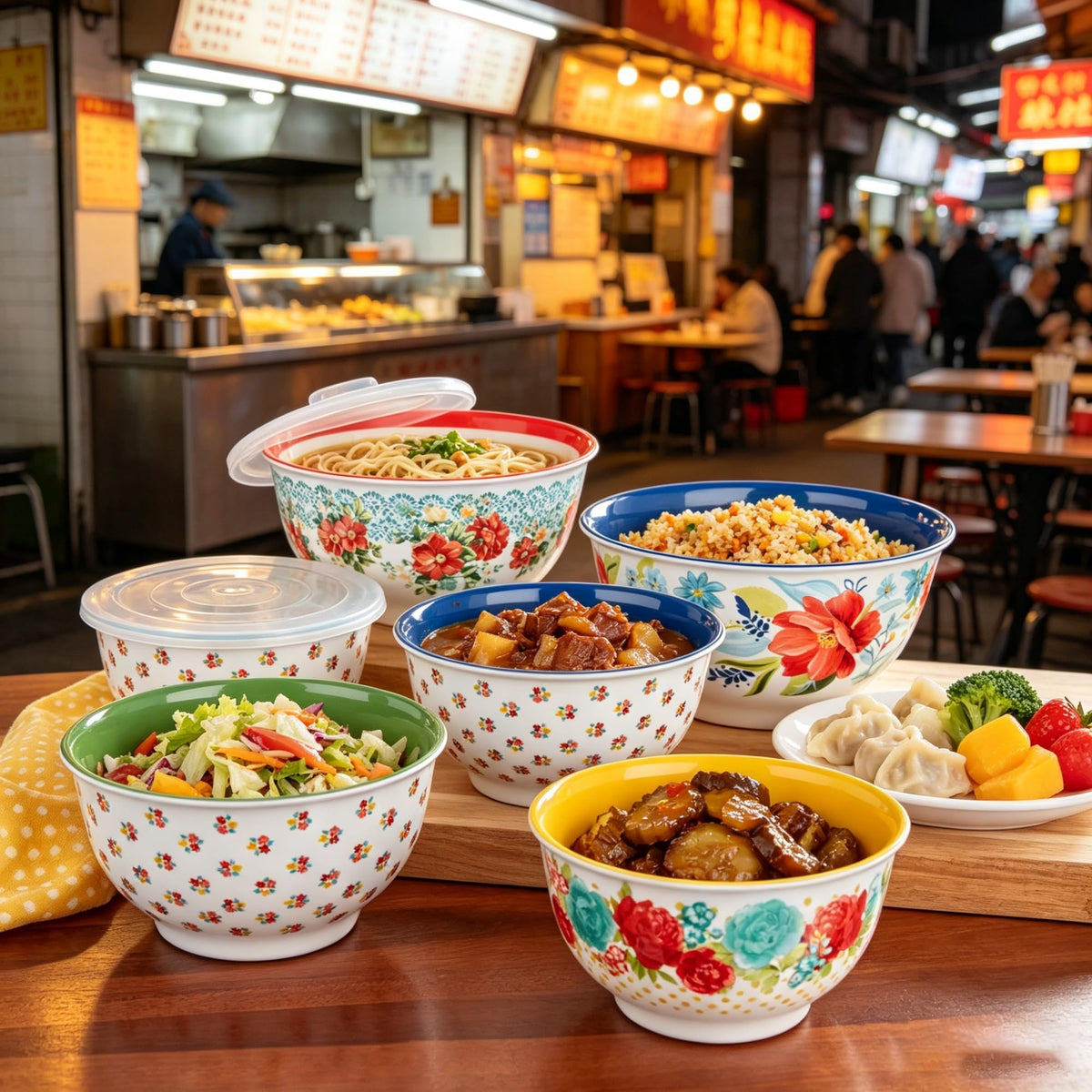 Spring Bouquet 10-Piece Melamine Mixing Bowl Set, 5 Nesting Prep Bowls With Snap-On Lids, BPA-Free Serving Storage product image