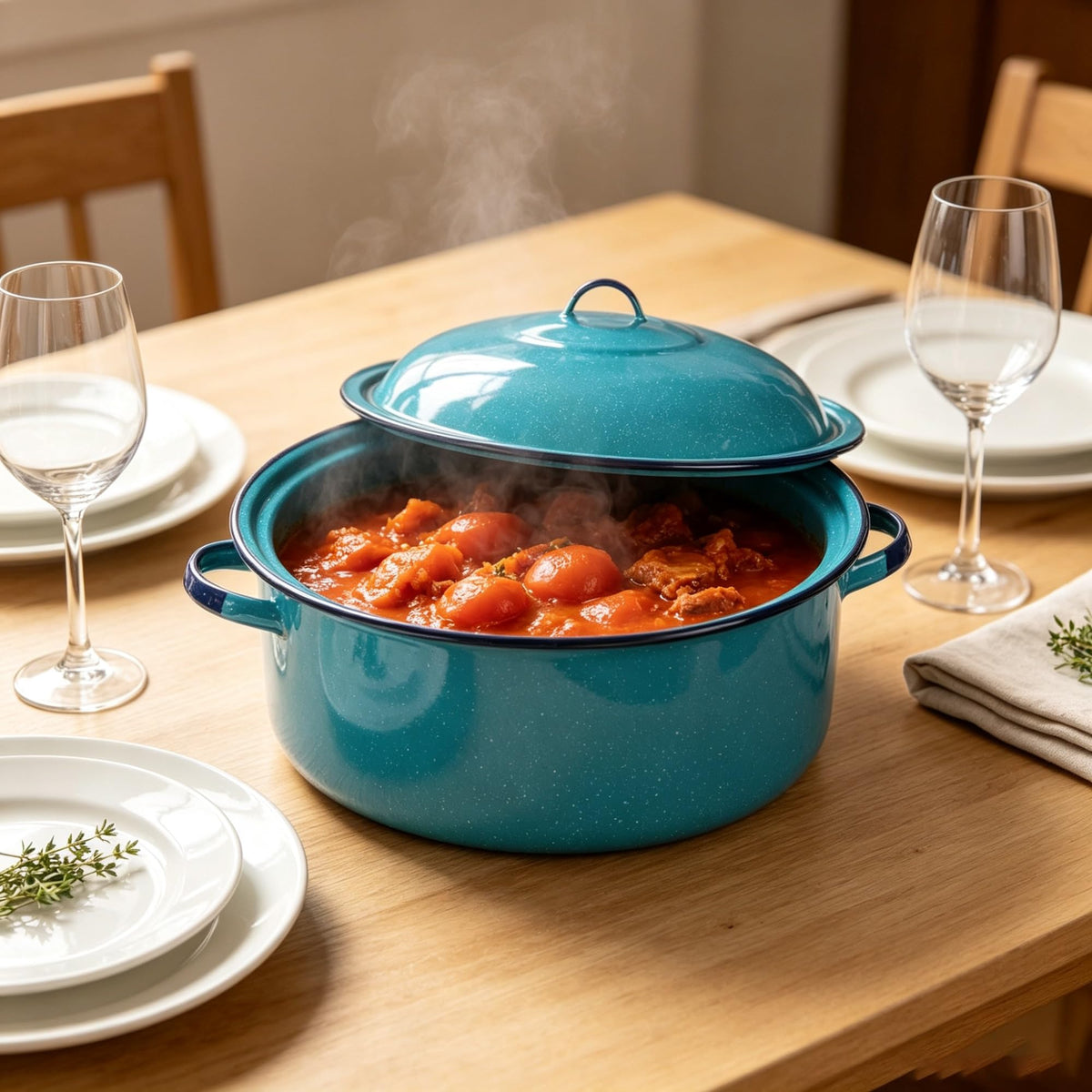 34 Quart Blue Enamel Steel Steaming Pot, Comes With Matching Lid And Trivet product image