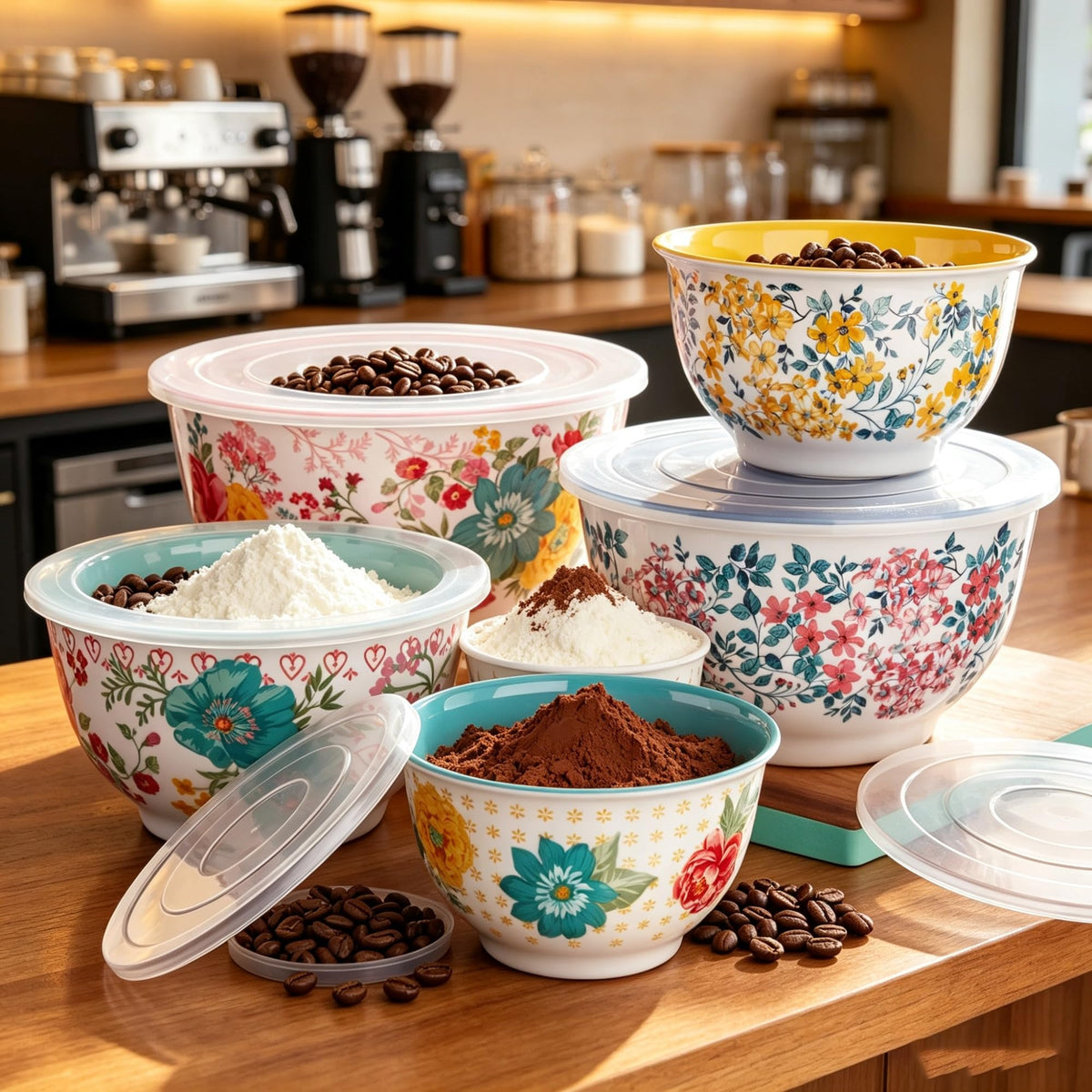 10-Piece Melamine Mixing Bowl Set, 5 Nesting Bowls With Matching Snap-On Storage Lids product image