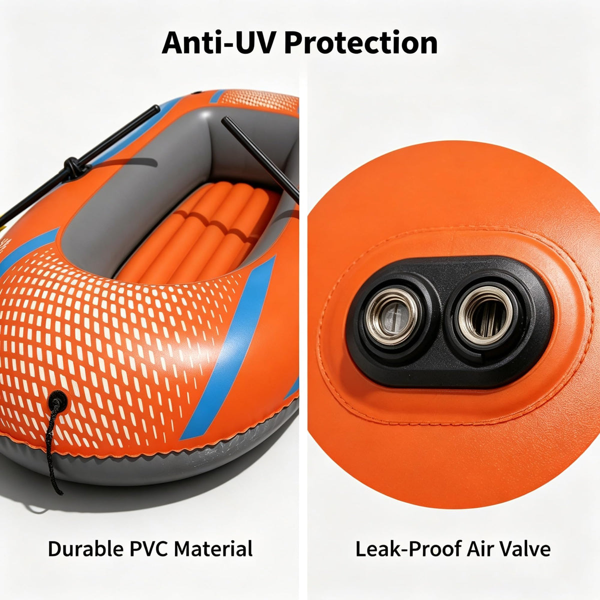 Inflatable Raft Boat Set, 73 X 38 Inch Orange Blue Water Float, Fits 1 Adult, 210 LBS Load, Comes With Oars, Hand Pump & Repair Patch For Lake Pool Fishing Sports product image