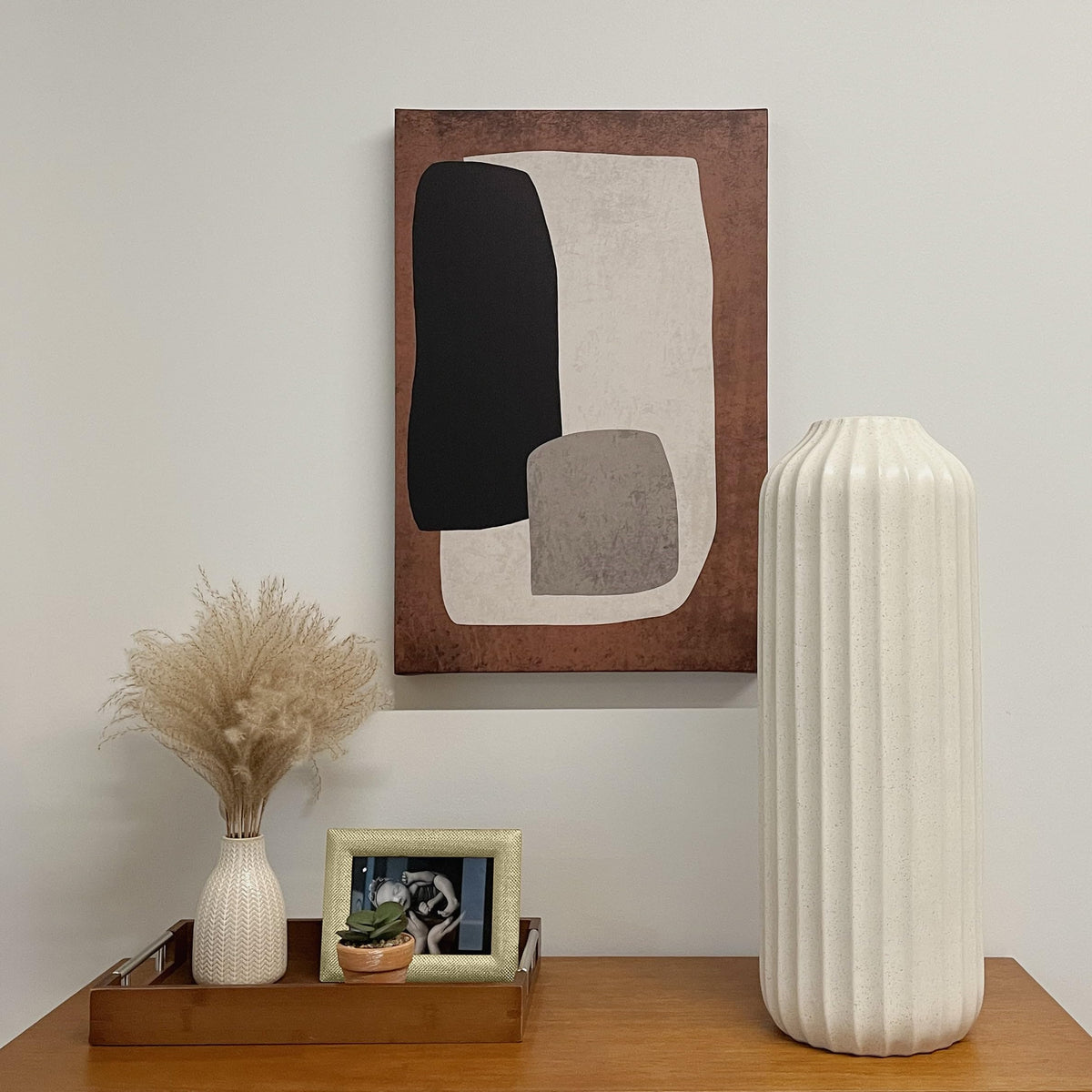 Ceramic Floor Vase, Speckled Ribbed Design, Cream White, 22 Inch Height - product image 7