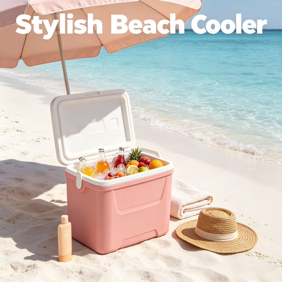 28QT Hard Sided Portable Insulated Ice Chest Cooler Box, 26L Ergonomic Curved Back Eco Foam Thermal Cooling For Camping Sports Day Trips Outdoor Road Travel product image