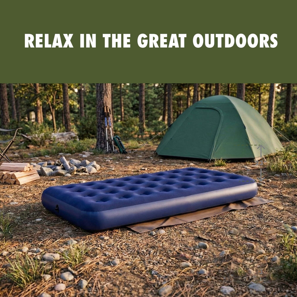 10 Inch Twin Inflatable Air Mattress Without Pump, Coil Beam Blow Up Bed With Flocked Top, 330 LBS Weight Capacity, Repair Patch Included For Indoor Guest Room Outdoor Camping Travel product image