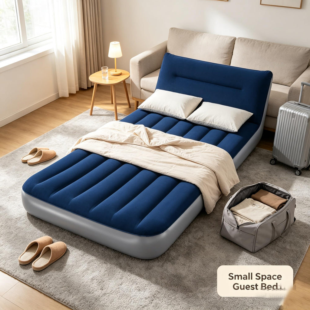 12 Inch Twin SleepSupport Inflatable Air Mattress With Built-in AC Electric Pump, Reinforced Internal Beam Bed, 330 LBS Load Capacity, Portable Carry Bag For Indoor Guest Camping Travel product image