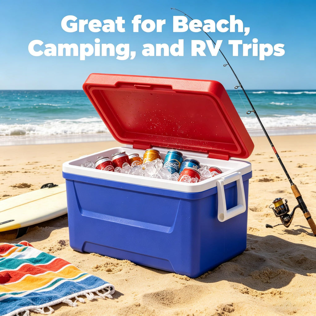 48QT Hard Sided Insulated Ice Chest Cooler Box, 45L Large Capacity Long Lasting Cooling With Stain Odor Resistant Liner For Camping Beach Picnic Tailgating Family Outdoor Gatherings product image