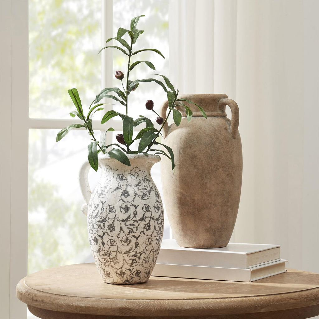 9 In Ivory Scroll Pattern Ceramic Pitcher Vase - product image 4