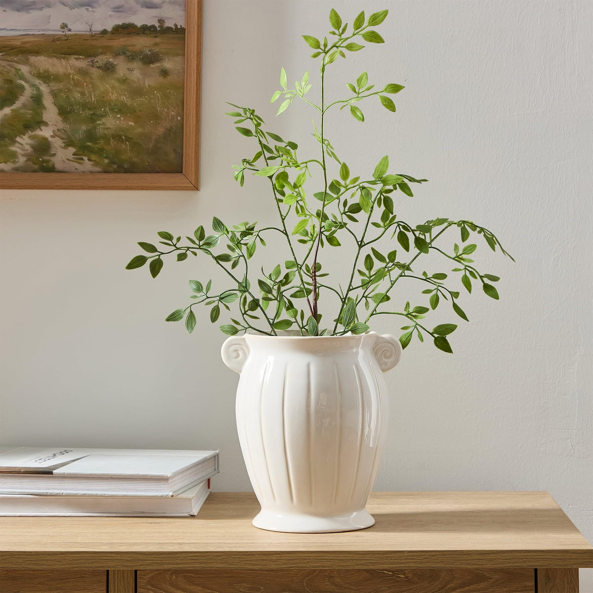 8" White Planter Ceramic Scroll Vase - product image 4