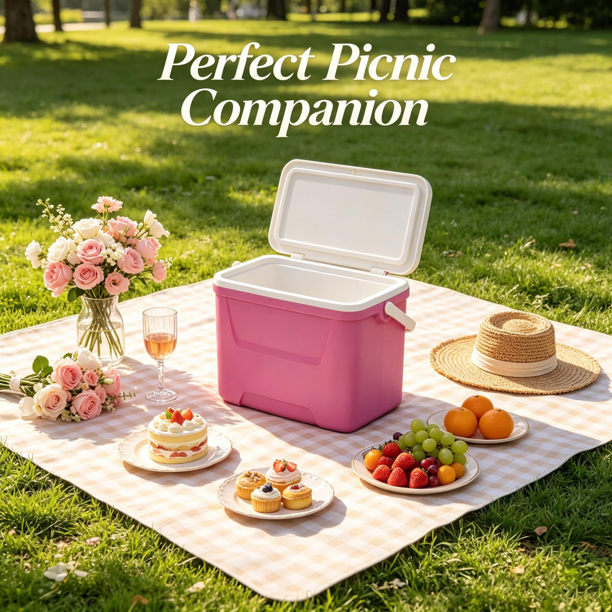 28QT Hard Sided Portable Insulated Ice Chest Cooler Box, 26L Ergonomic Curved Back Thermal Cooling With Eco Foam Insulation For Camping Sports Day Trips Outdoor Travel product image