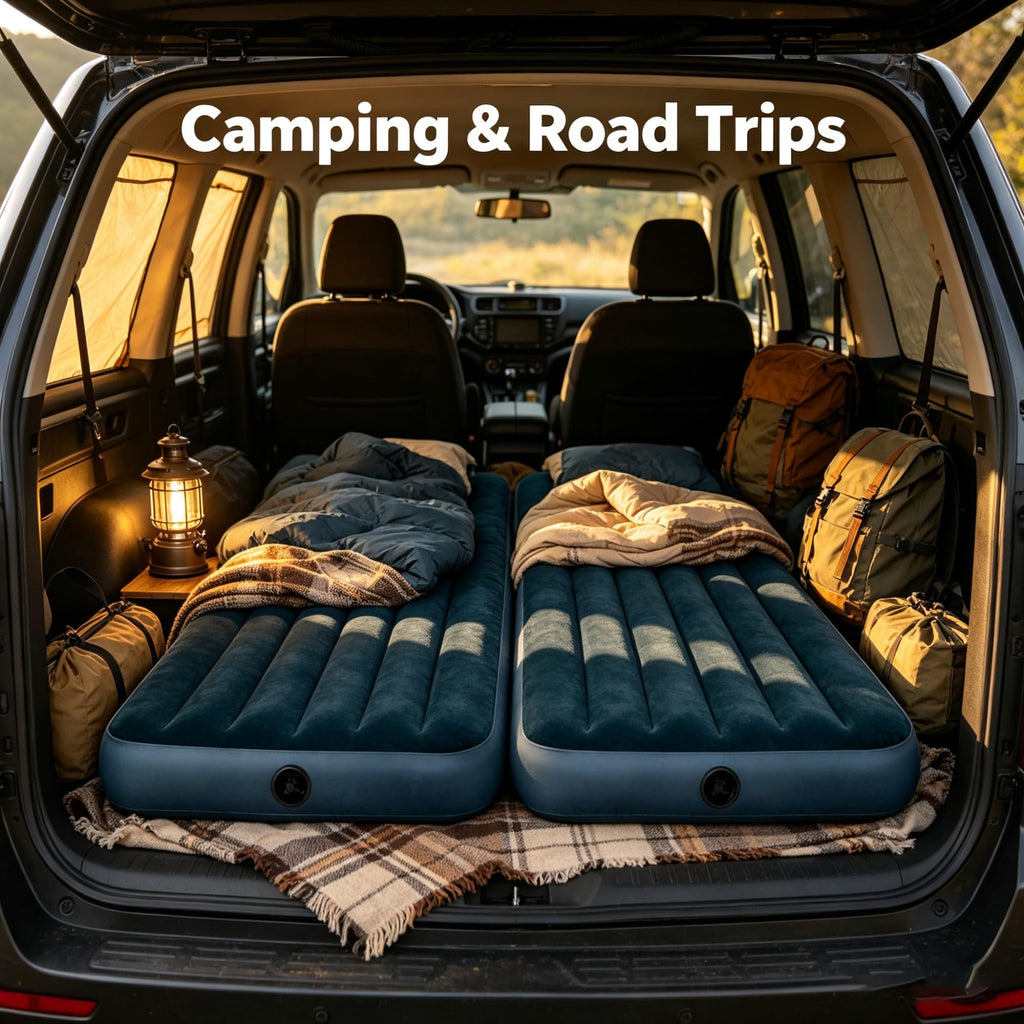 2 Pack Twin Size 10 Inch Inflatable Air Mattress, Flocked Top Vinyl Bed, 300 LBS Weight Capacity, 2-in-1 Valve, Pump Not Included For Indoor Outdoor Camping Guest Use product image