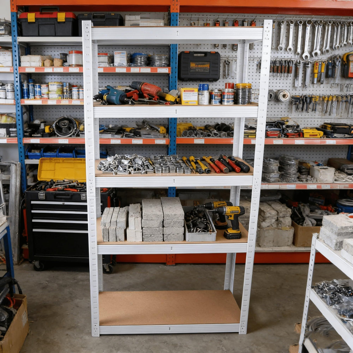 5-Tier Adjustable Metal Storage Shelving Unit, White Heavy-Duty Boltless Utility Rack For Garage Pantry Warehouse, 29×12×59 Inch product image