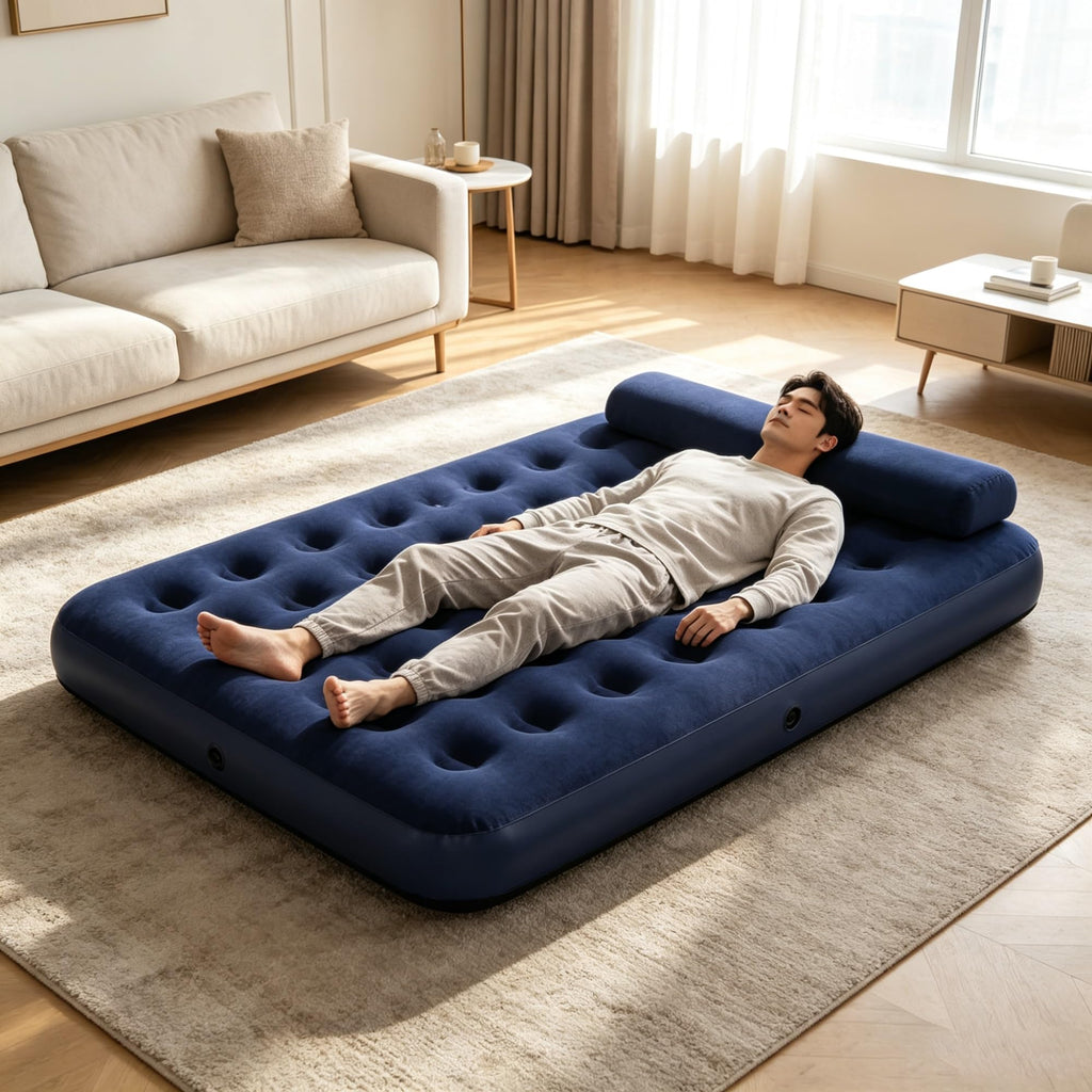 10 Inch Queen Inflatable Air Mattress, Flocked Coil Beam Blow Up Bed, Holds 661lbs, No Pump Included For Indoor Outdoor product image
