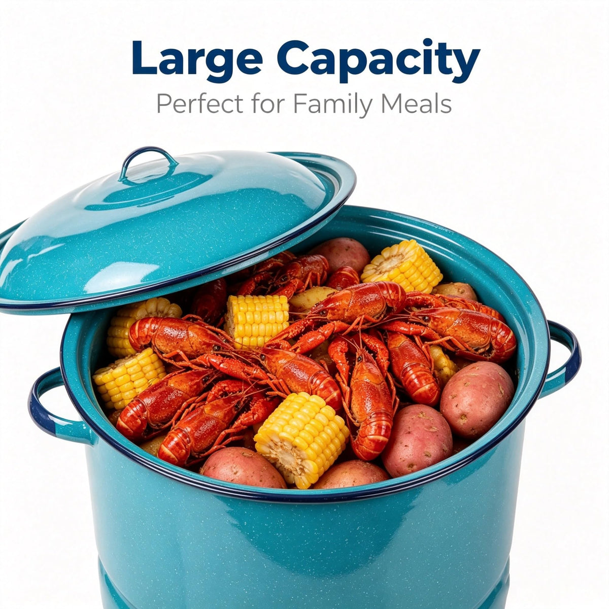 34 Quart Blue Enamel Steel Steaming Pot, Comes With Matching Lid And Trivet product image