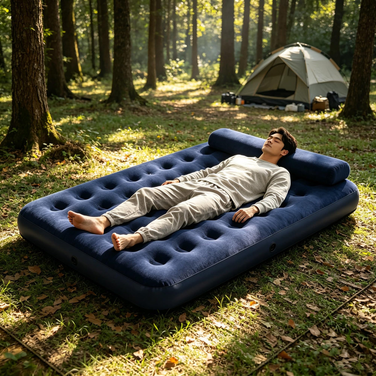10 Inch Queen Inflatable Air Mattress, Flocked Coil Beam Blow Up Bed, Holds 661lbs, No Pump Included For Indoor Outdoor product image