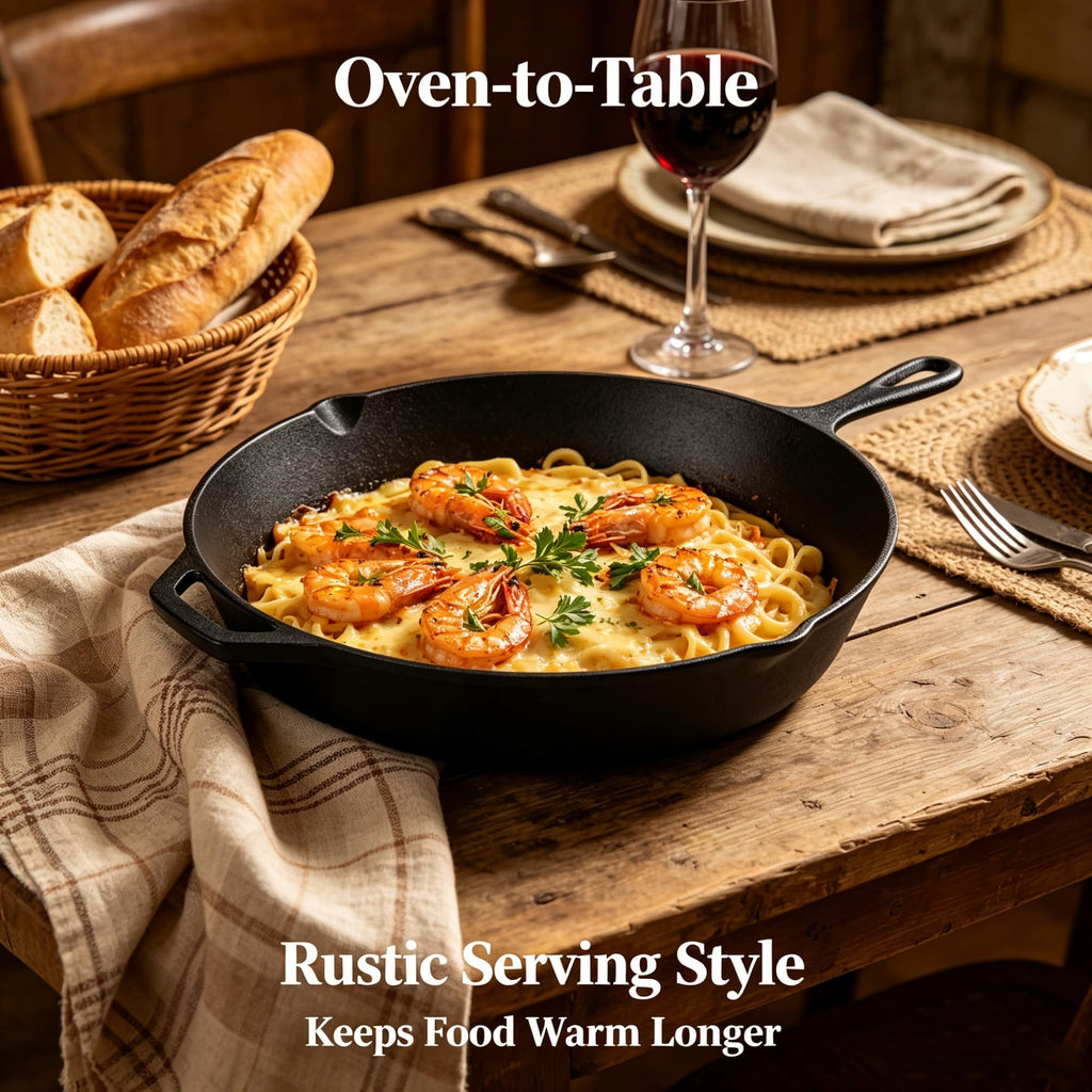 15 Inch Pre-Seasoned Cast Iron Skillet With Dual Handles, Large Cooking Pan With Pour Spouts For Stovetop, Grill And Campfire product image
