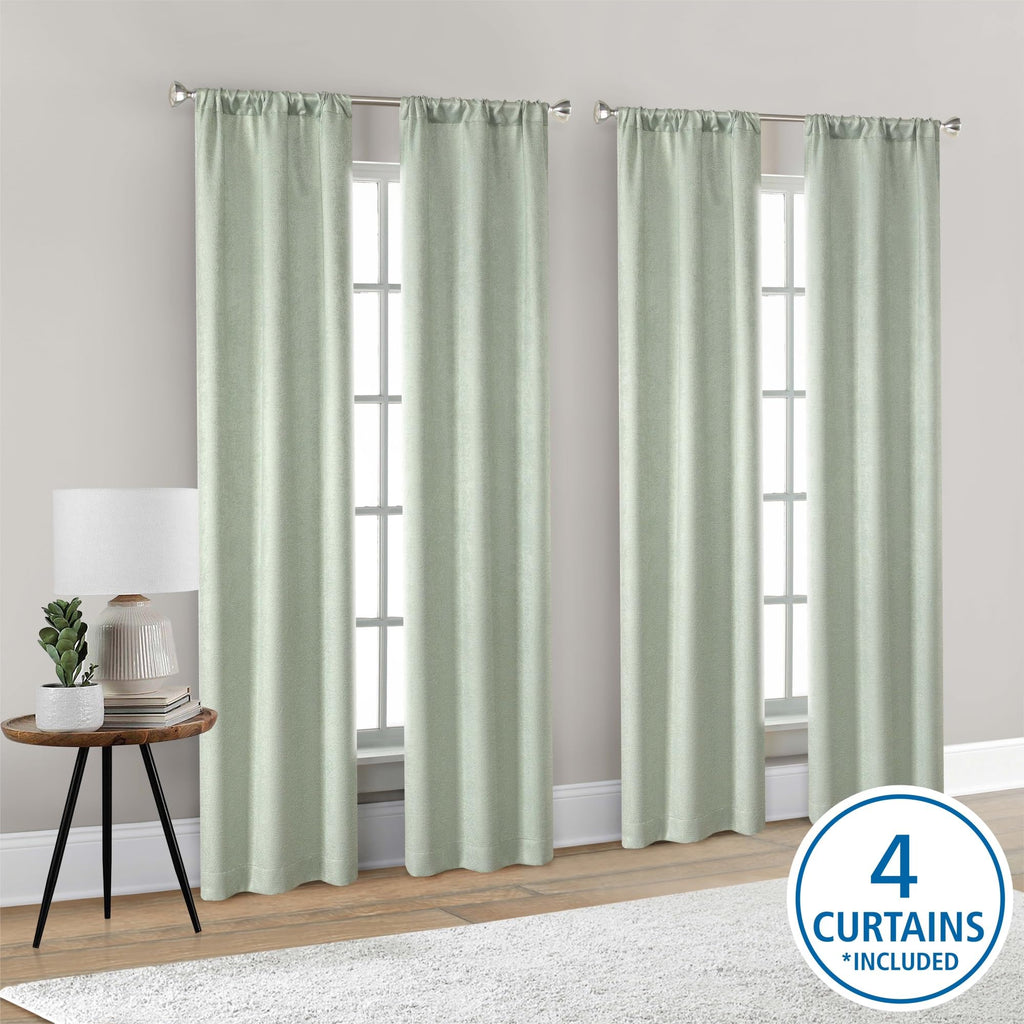 Green Blackout Curtain Panels, Each 28"W X 95"L Rod Pocket Window Curtains, 99% Light Blocking Polyester Energy Saving Drapes Fit Rods Up To 1 Inch Diameter, Machine Washable Bedroom Living Room Decor product image