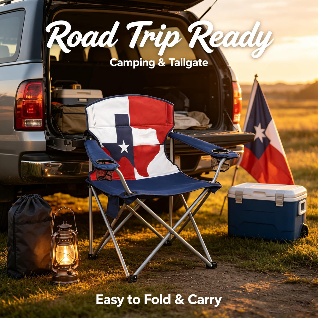 Oversized Heavy-Duty Folding Quad Camping Chair, Extra Wide Padded Seat Outdoor With 600 LBS Weight Capacity, Built-in Cup Holders And Carry Bag product image