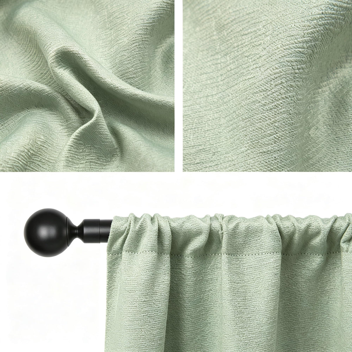 Green Blackout Curtain Panels, Each 28"W X 95"L Rod Pocket Window Curtains, 99% Light Blocking Polyester Energy Saving Drapes Fit Rods Up To 1 Inch Diameter, Machine Washable Bedroom Living Room Decor product image