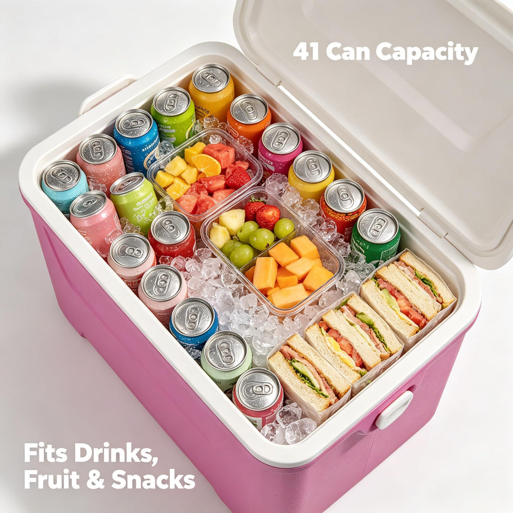 28QT Hard Sided Portable Insulated Ice Chest Cooler Box, 26L Ergonomic Curved Back Thermal Cooling With Eco Foam Insulation For Camping Sports Day Trips Outdoor Travel product image