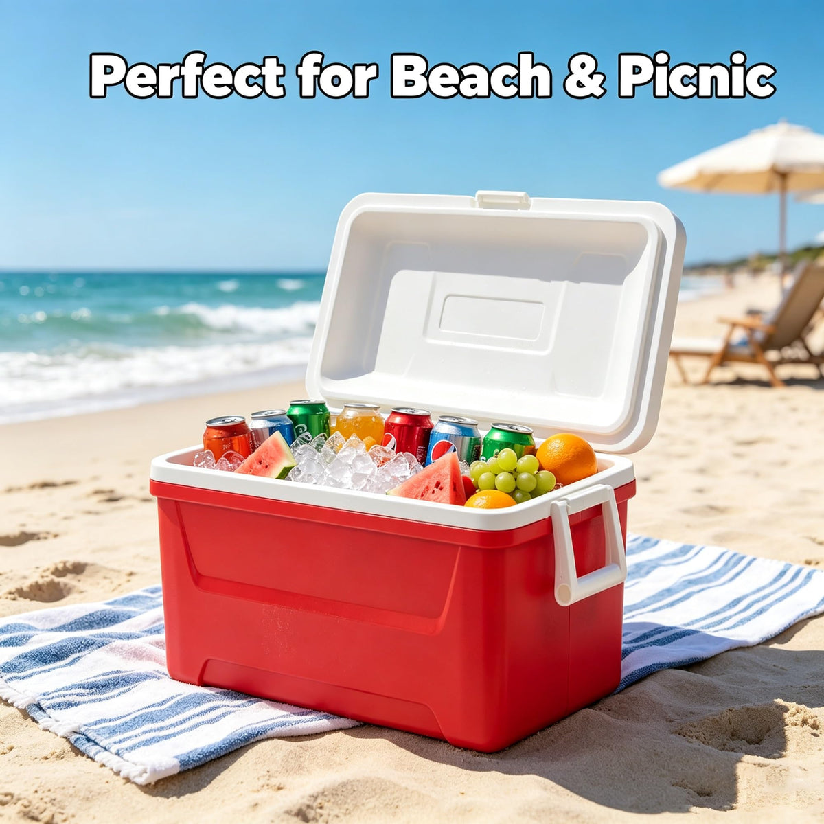 48QT Hard Sided Insulated Cooler Box Portable Outdoor Ice Chest, 45L Large Capacity Thermal Cooling For Camping Beach Picnic Tailgating Backyard Party product image