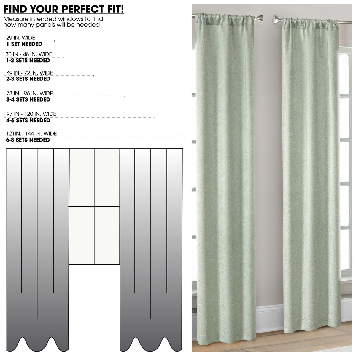 Green Blackout Curtain Panels, Each 28"W X 95"L Rod Pocket Window Curtains, 99% Light Blocking Polyester Energy Saving Drapes Fit Rods Up To 1 Inch Diameter, Machine Washable Bedroom Living Room Decor product image