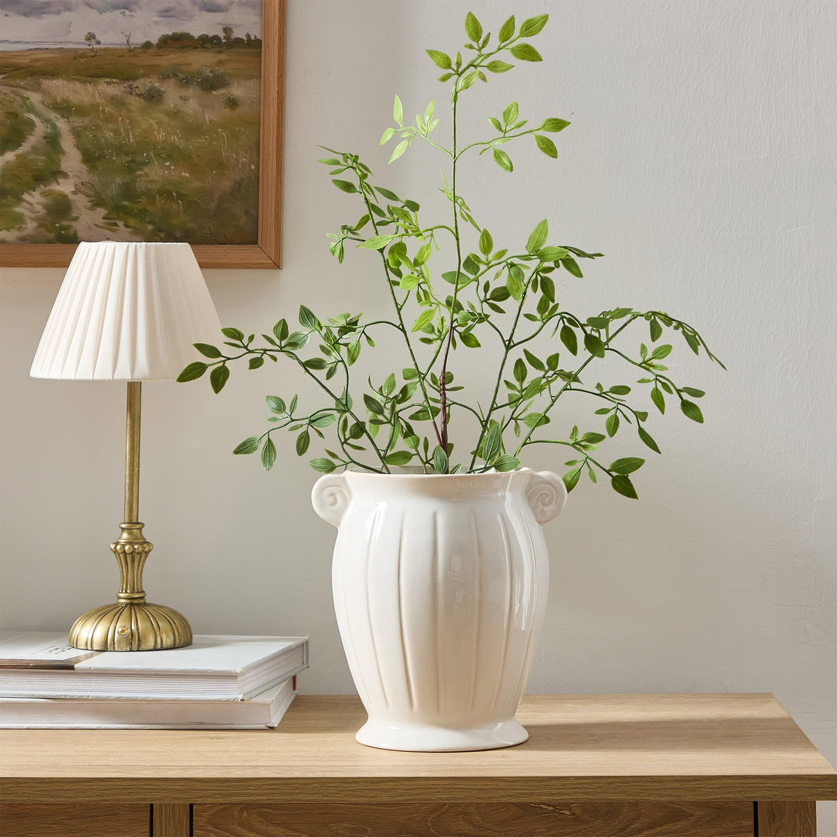 8" White Planter Ceramic Scroll Vase - product image 5