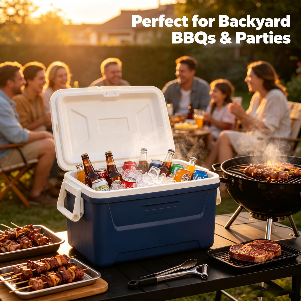 48QT Hard Sided Insulated Ice Chest Cooler Box, 45L Large Capacity Long Lasting Cooling Thermal With Stain Resistant Liner For Camping Beach Picnic Tailgating Family Outdoor Gatherings product image