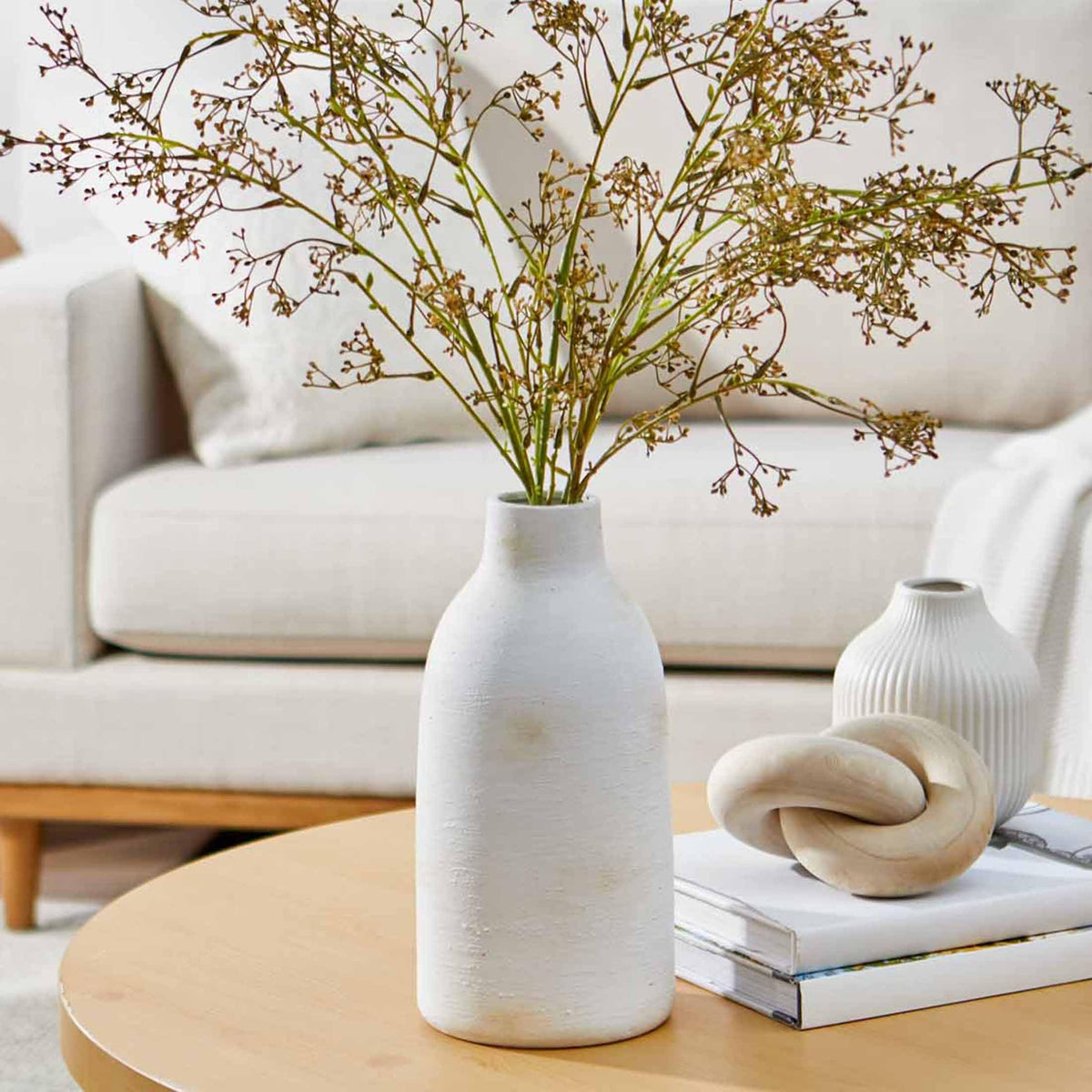 Brushed Wash Ceramic Vase, 12 In, White - product image 5